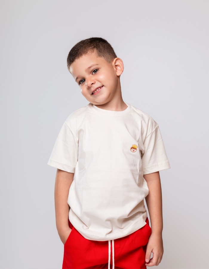 Camisa Gola Careca Malha Menegotti Fio 30 100% Algodão Infantil e juvenil com Logo 