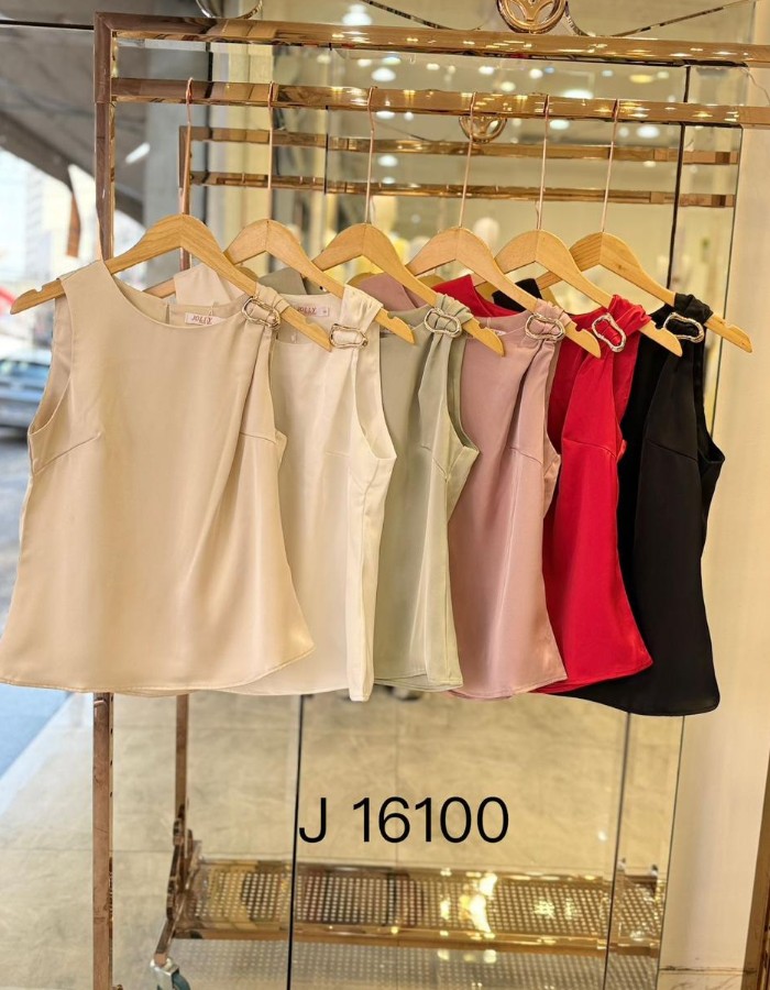 BLUSA CREPE SEDA ACETINADO C/ FIVELA NO OMBRO