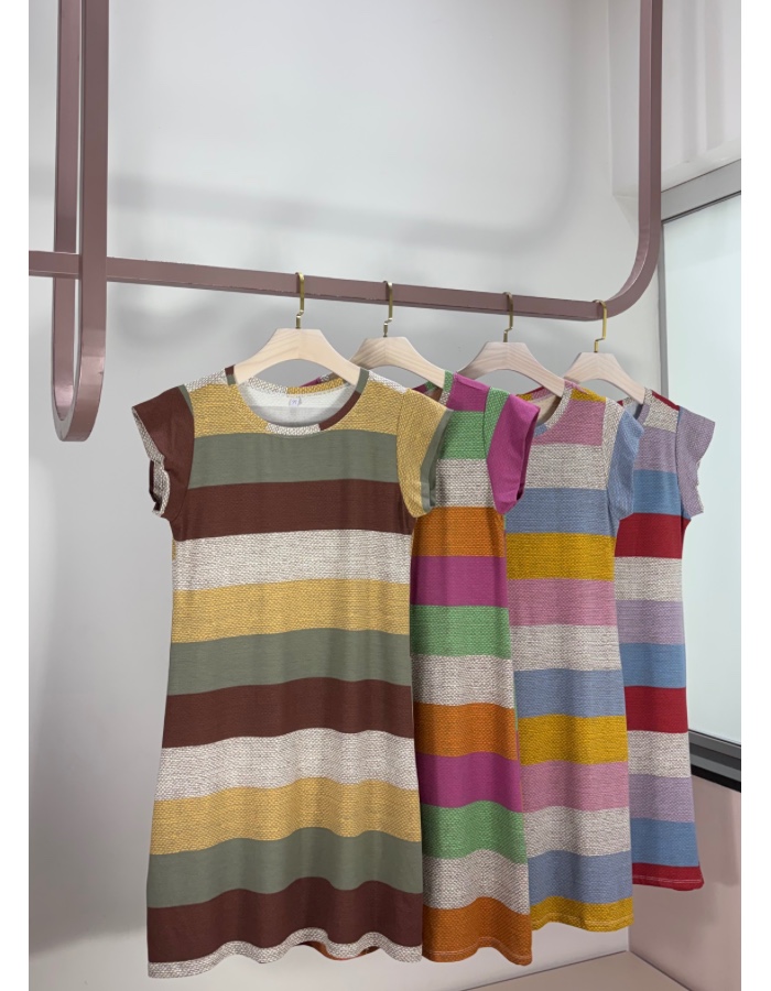VESTIDO SARA LISTRAS PLUS VESTE 44 AO 48