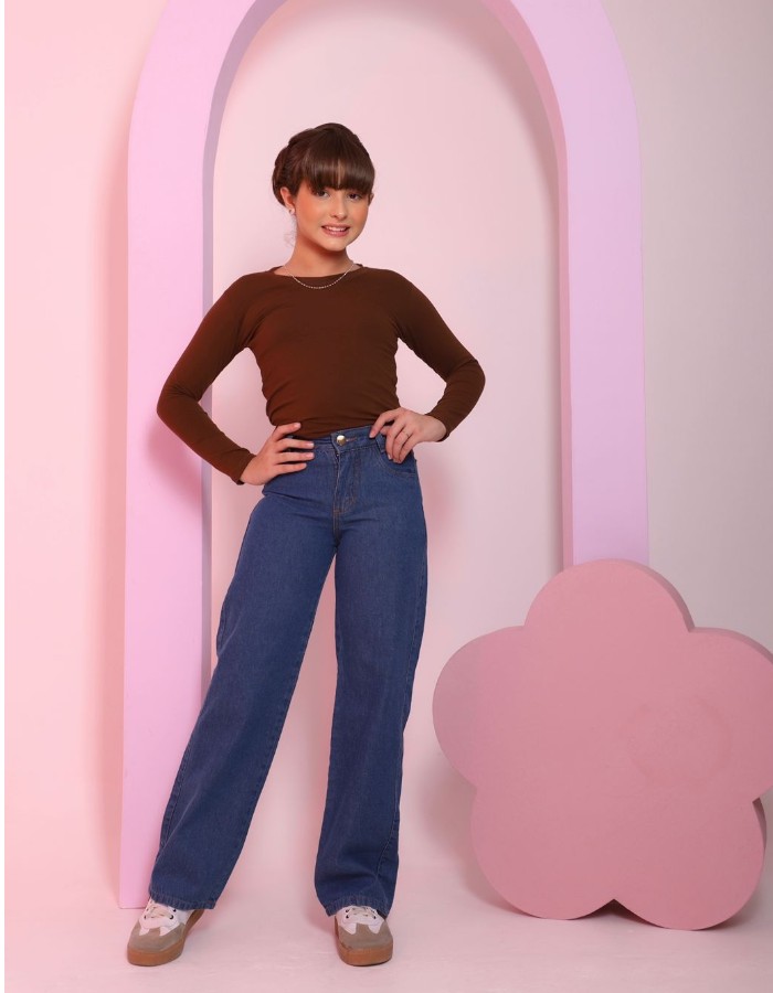 CALÇA JUVENIL WIDE LEG JEANS