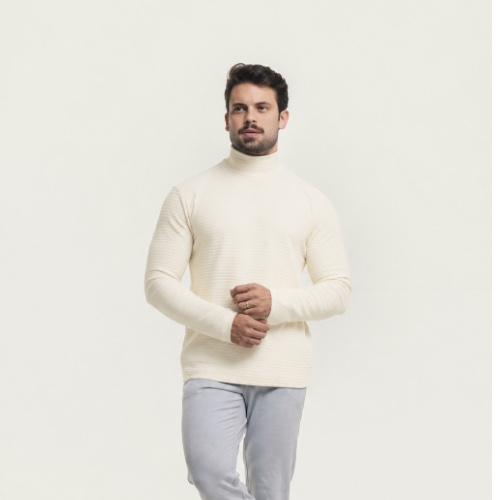 CAMISA LONGA CANELADA TEXTURE GOLA ALTA 