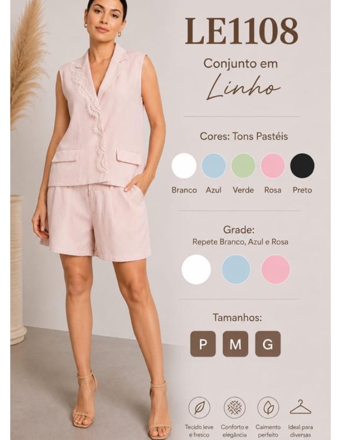 A conjunto curto linho