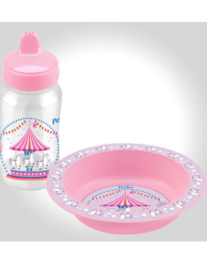 KIT REFEIÇÃO C/ COPO 270ML CRISTAL ROSA CARROSSEL 3060 PETITA