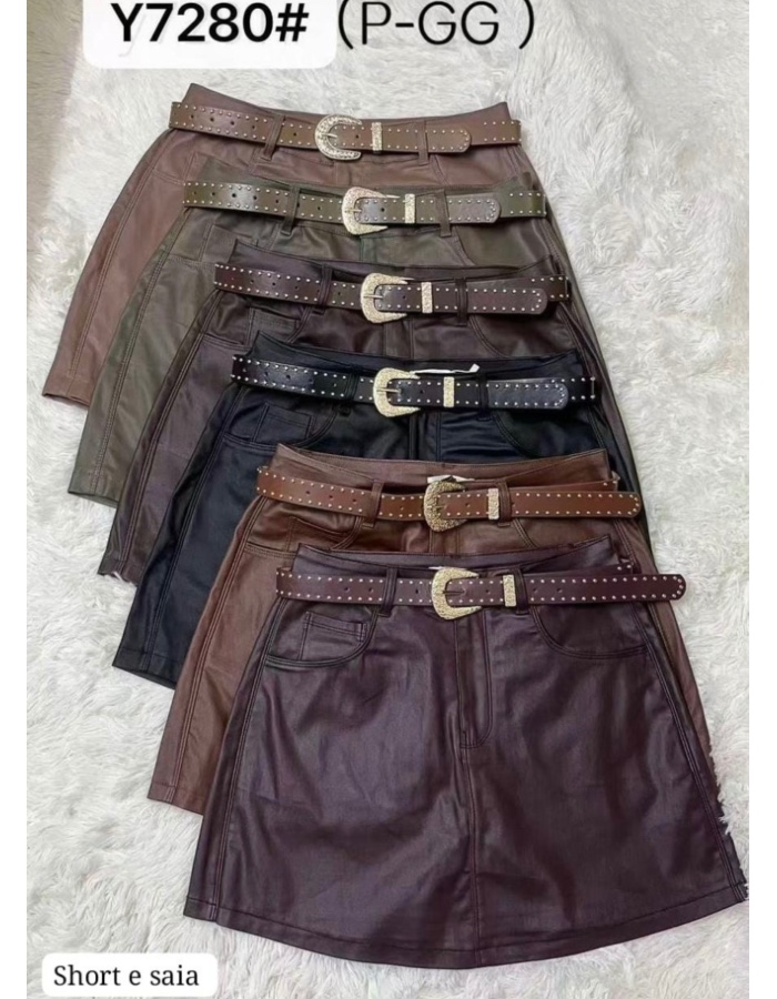 Short saia couro 