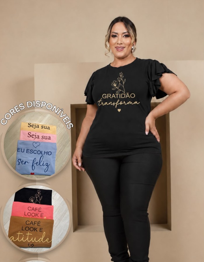 BLUSA PLUS SIZE SUEDE ESTAMPADA