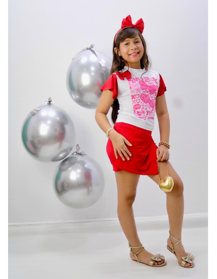 Conjunto laços cerejas 