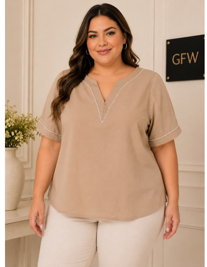 Blusa Plus tricoline