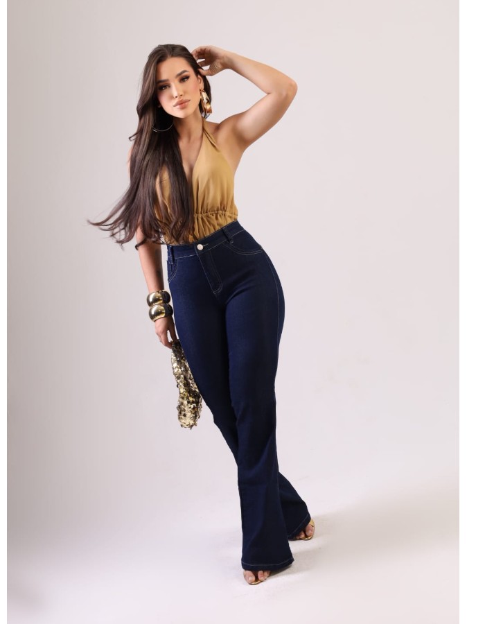 CALCA FLARE JEANS PRETA