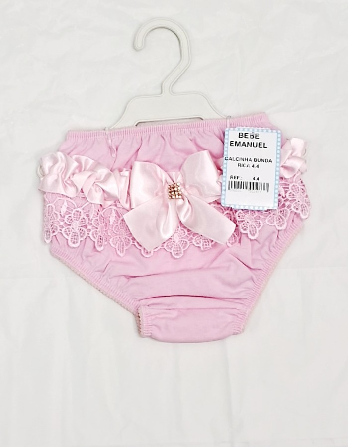 CALCINHA BUNDA RICA LAÇO E RENDA BEBE EMANUEL 