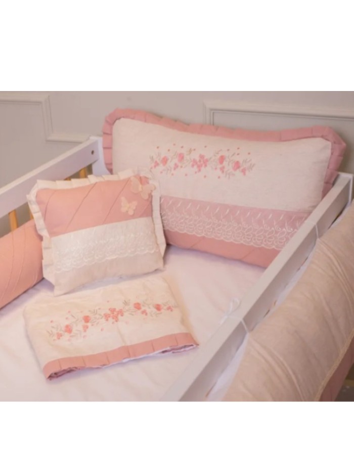 KIT DE BERÇO AMERICANO 8 PEÇAS PREMIUM BELO FEMININO