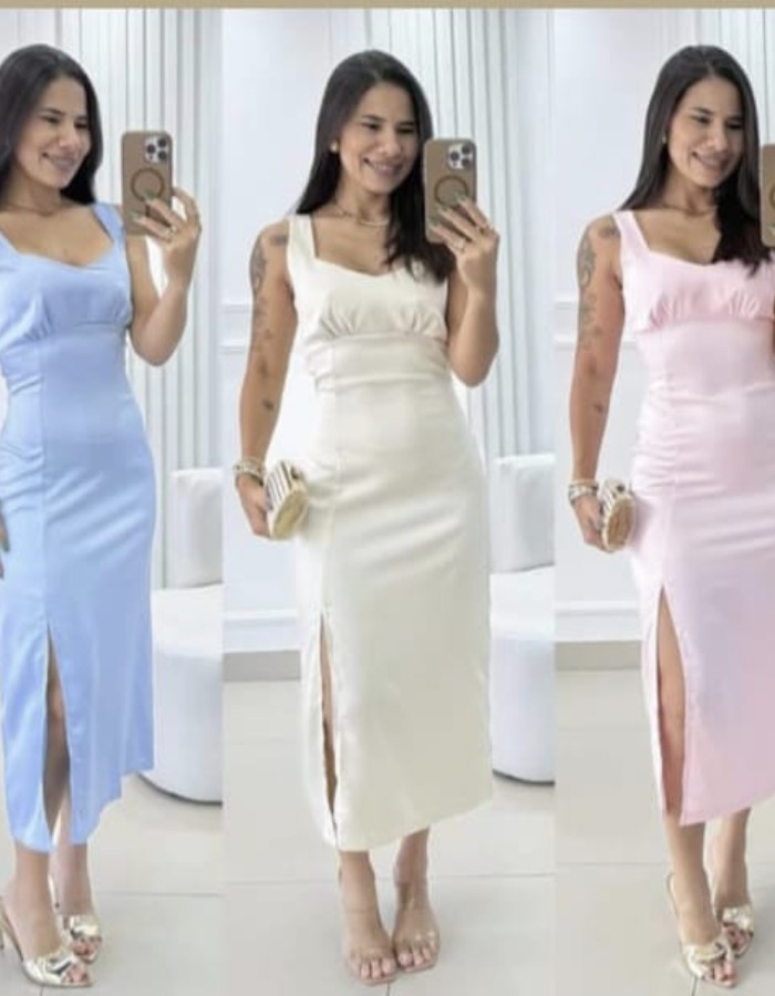 VESTIDO TECIDO DE ALFAIATARIA  CETIM