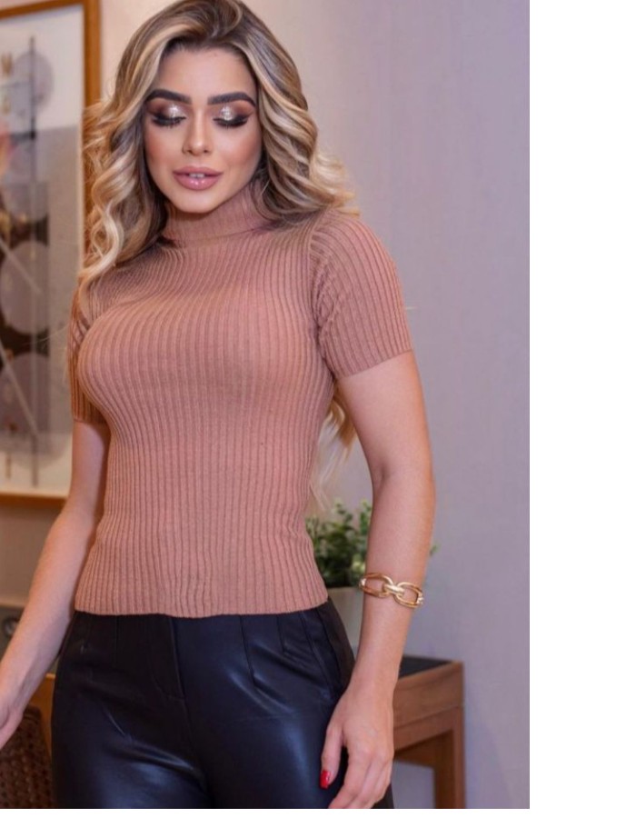 BLUSA GOLA ALTA MANGA CURTA