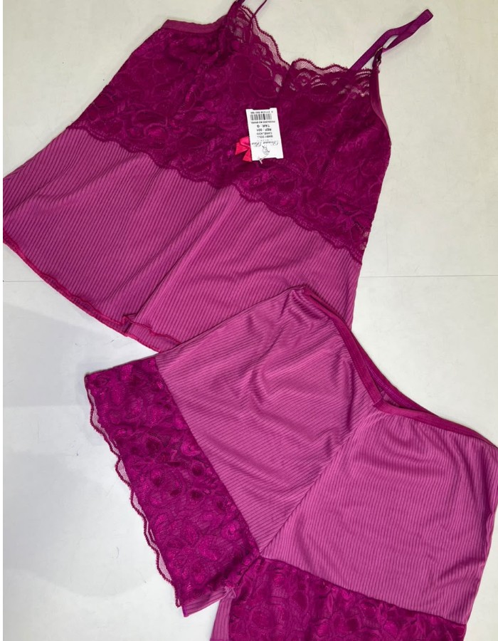 BABY DOLL CANELADO RENDA SHORT REF:001    1601