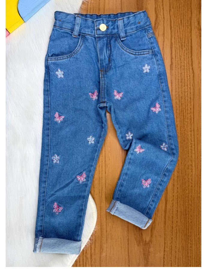 Calça jeans borboleta
