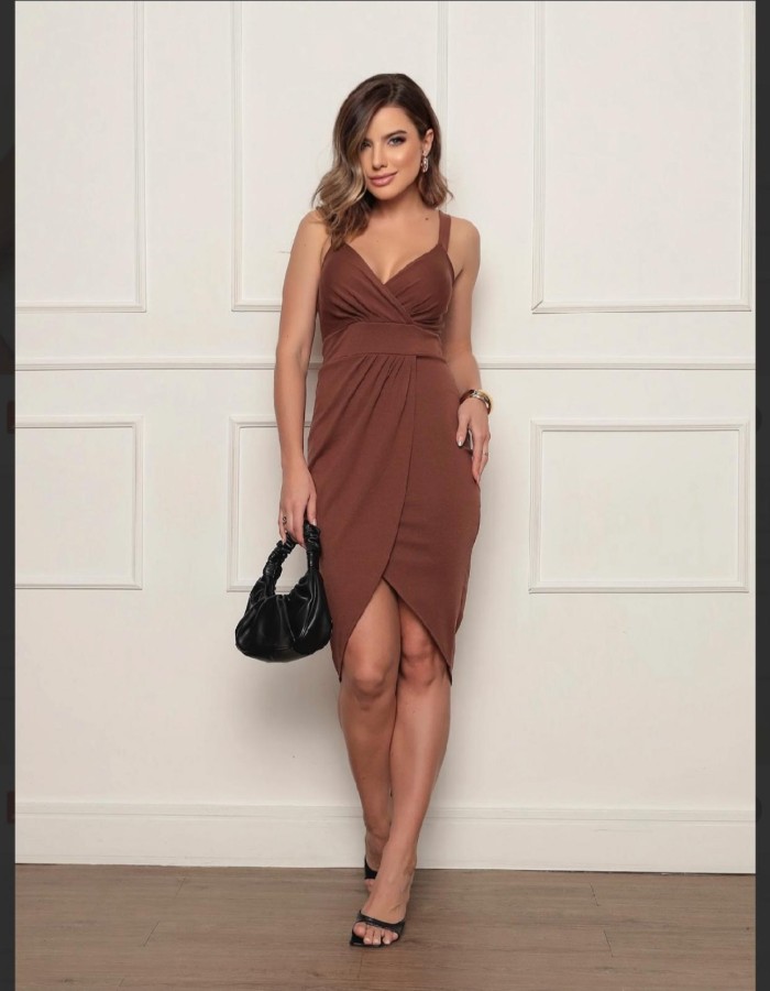 VESTIDO TRANSPASSADO ALÇA TECIDO COM ELASTANO