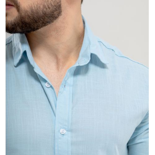Camisa manga longa linho gola tradicional 