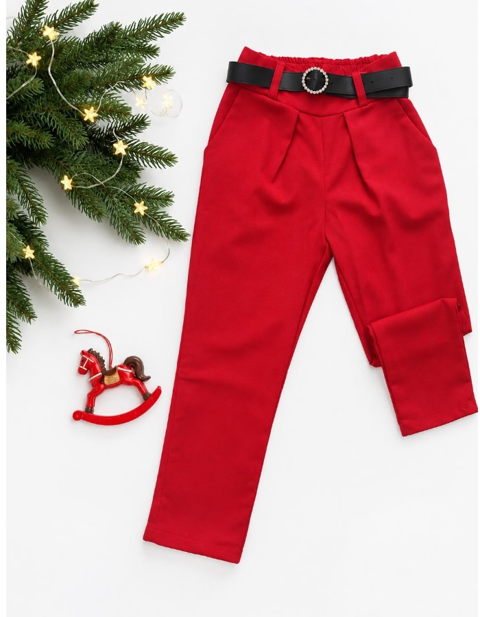 Calça com cinto de linho