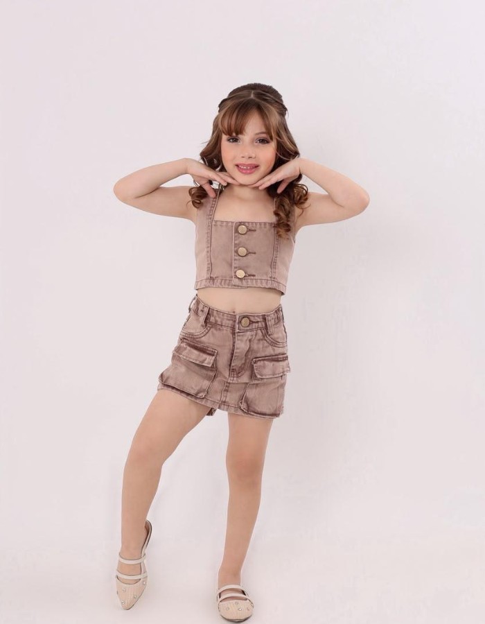 CONJUNTO CASTANHO ESCURO INFANTIL DESGRADEADO