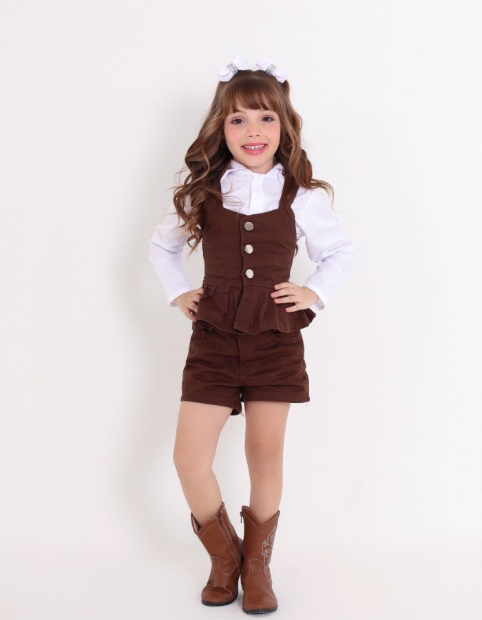 SHORT MARROM INFANTIL DESGRADEADO