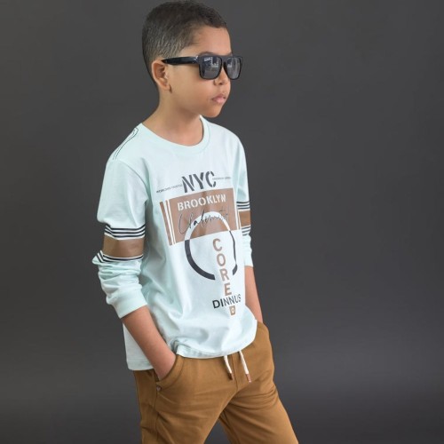 Blusa de manga longa estampada verde
