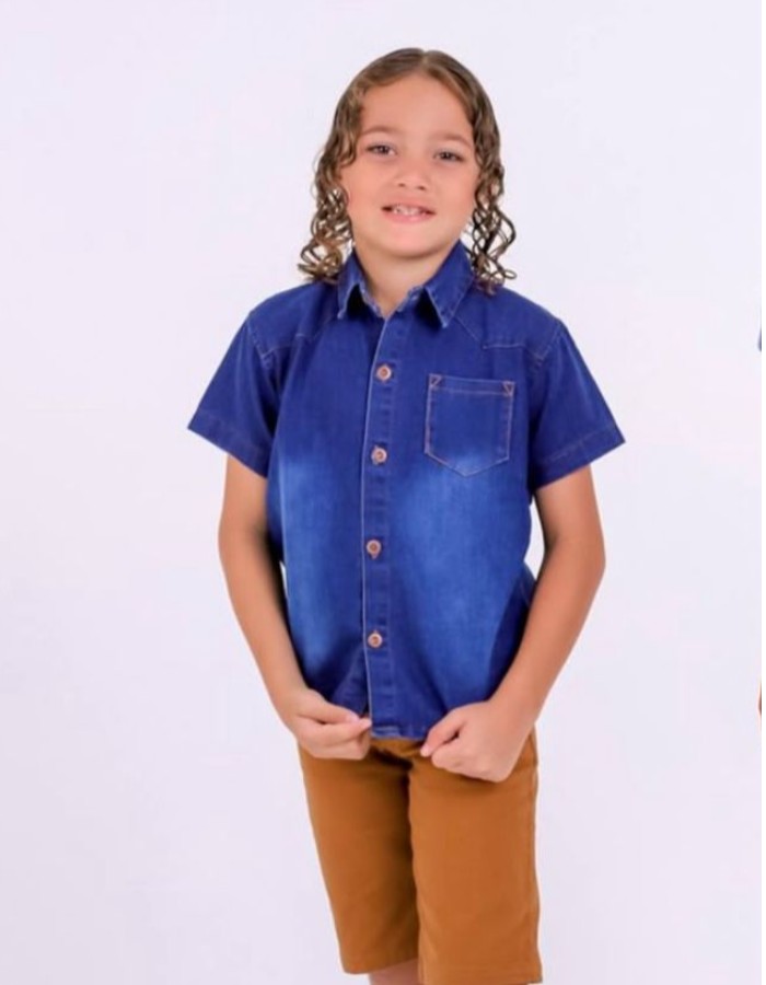 CAMISA JEANS MANGA CURTA 8 AO 14