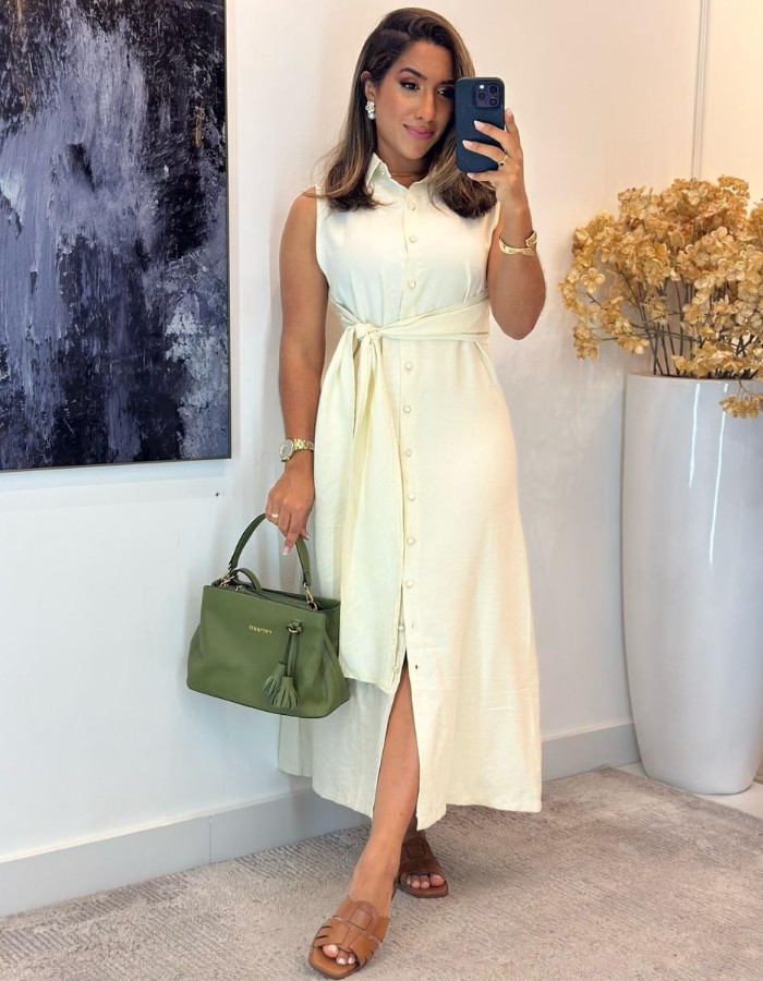 VESTIDO TECIDO  COM BOTÃO                   