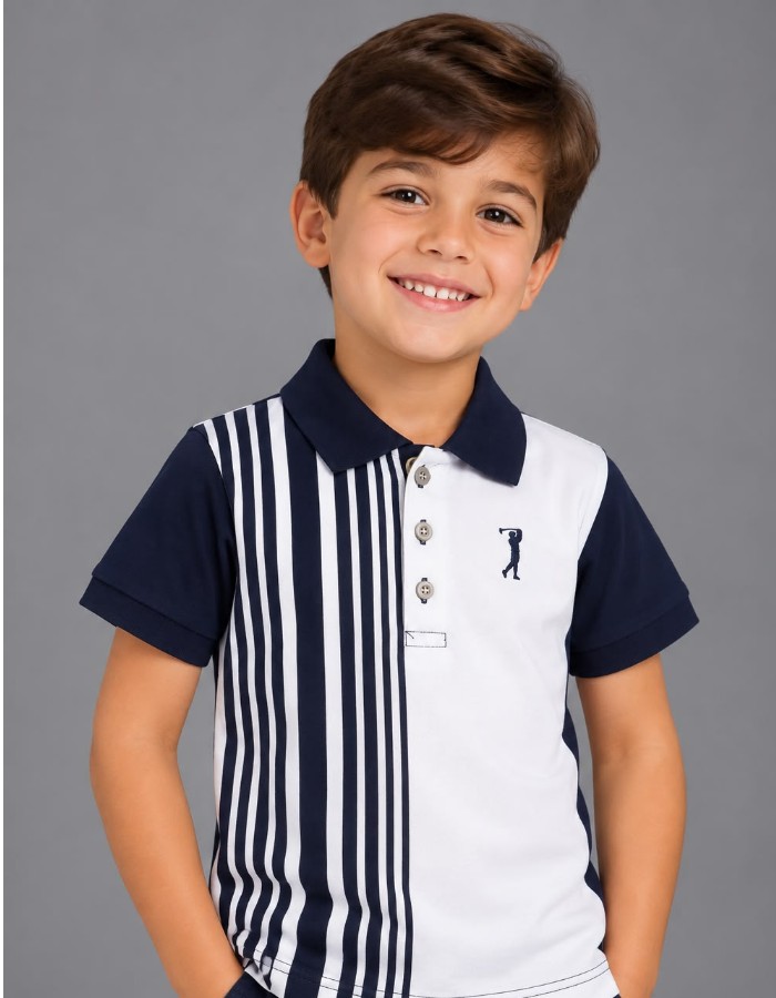 POLO LISTRADA INFANTIL EM CORES VARIADAS