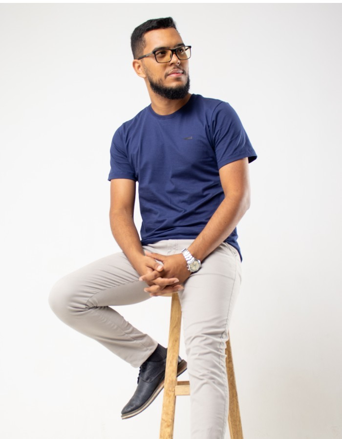 CAMISA T-SHIRT AZUL MARINHO (ALGODÃO 30.1)