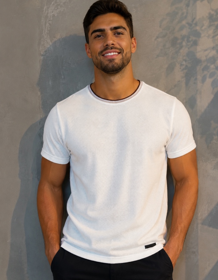 Camisa Gola Prime Texturizada Creme De Neve