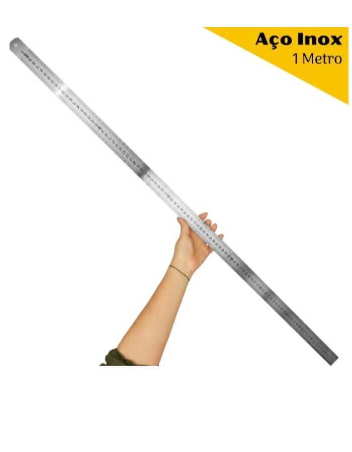 REGUA DE METAL - AÇO INOX - 1 METRO - PATCHWORK 