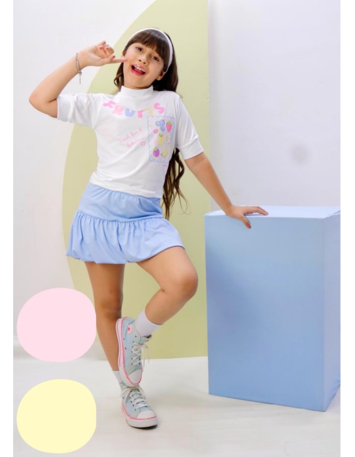 Conjunto em 3 cores balonê 4/6/8 anos 