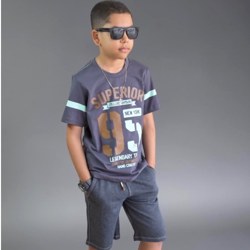 Conjunto: estampada +bermuda preto PA 