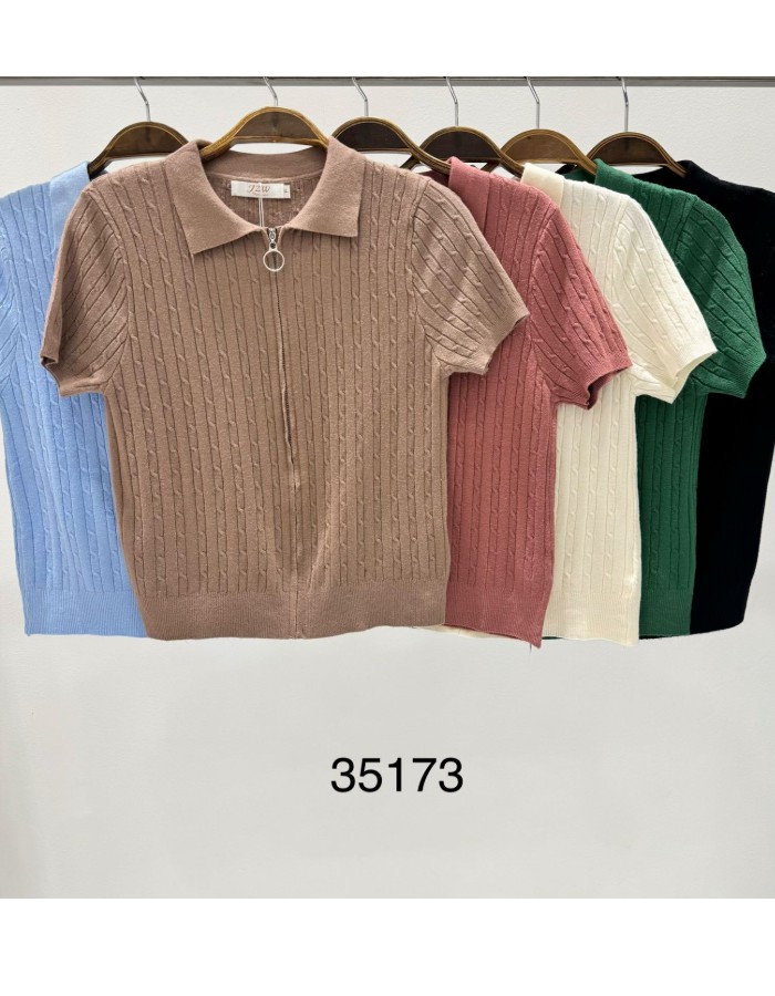 BLUSA C/ GOLA E ZIPER TRICO MODAL DETALHADO