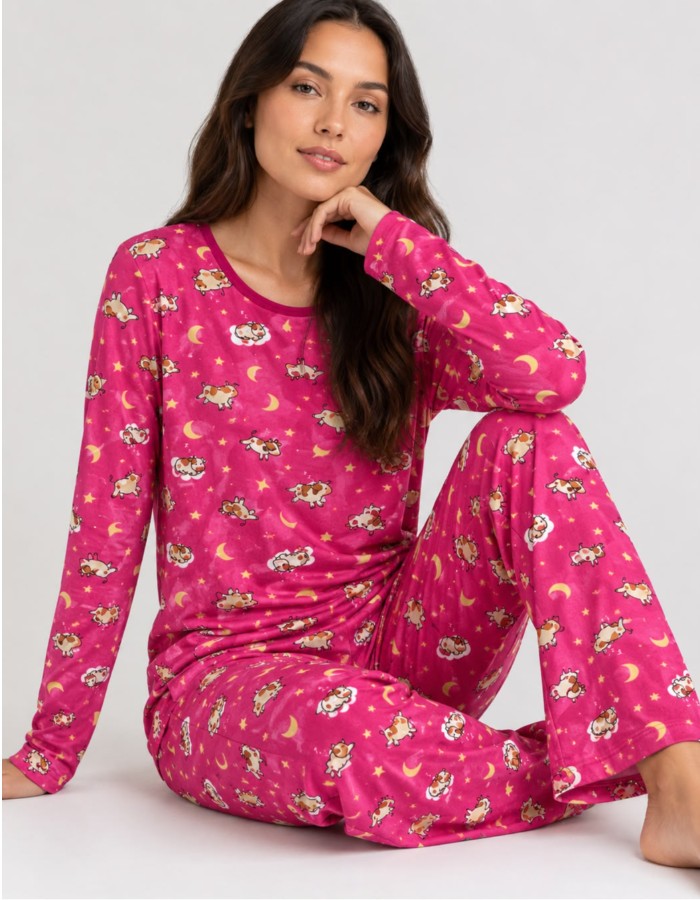 PIJAMA MANGA LONGA SUEDE ADULTO