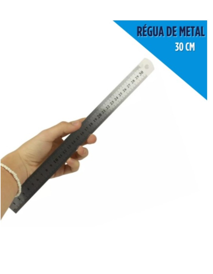 REGUA DE METAL - AÇO INOX - 30CM - PATCHWORK 