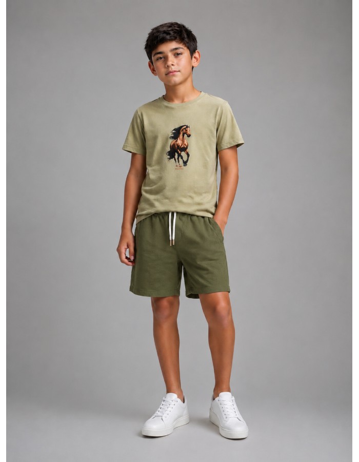 SHORT MAURICINHO DE LINHO VERDE MILITAR