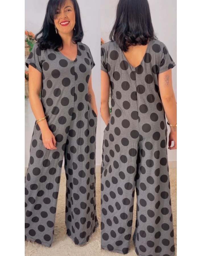 macacão pantalona com manga 