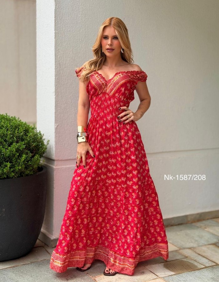 VESTIDO LONGO INDIANO- SEDA 