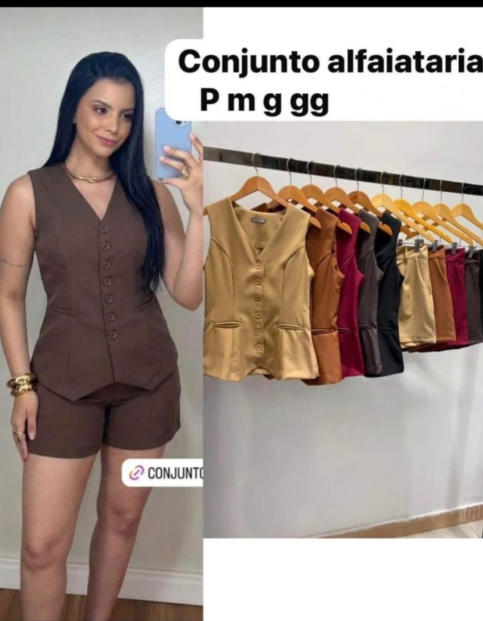 CONJUNTO ALFAIATARIA C/ COLETE E SHORT