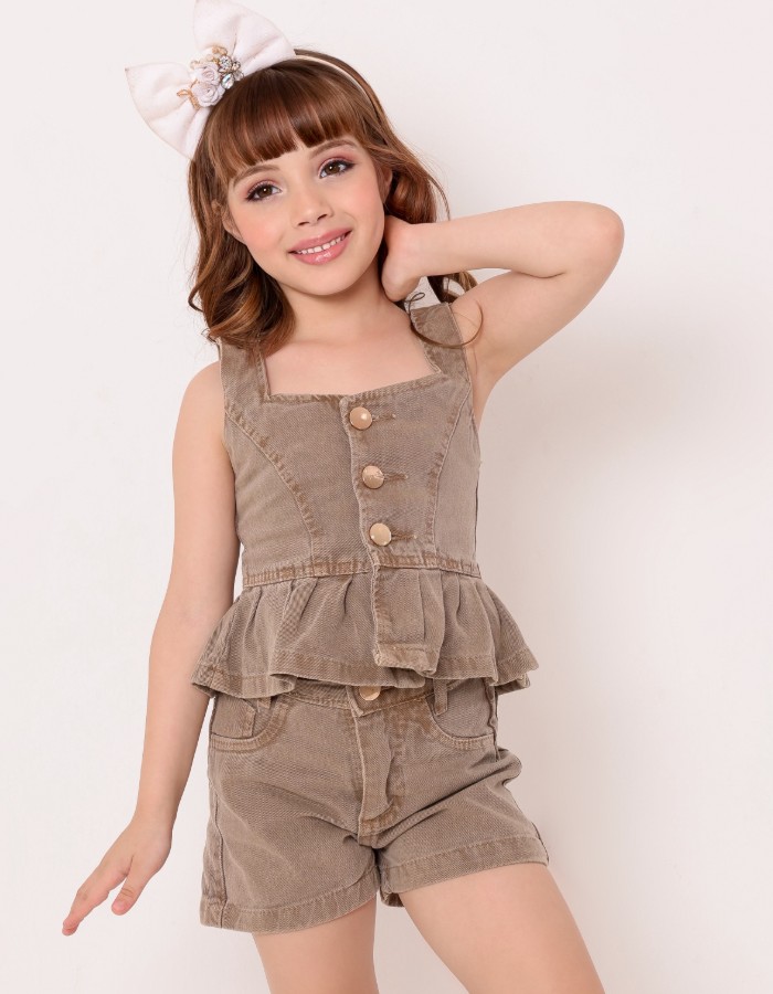 SHORT CASTANHO INFANTIL DESGRADEADO