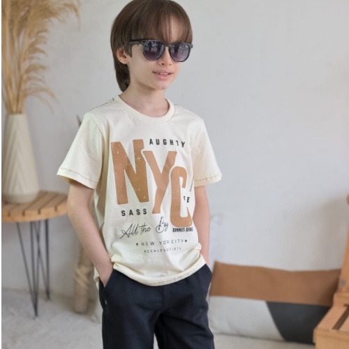 Camisa estampada bege