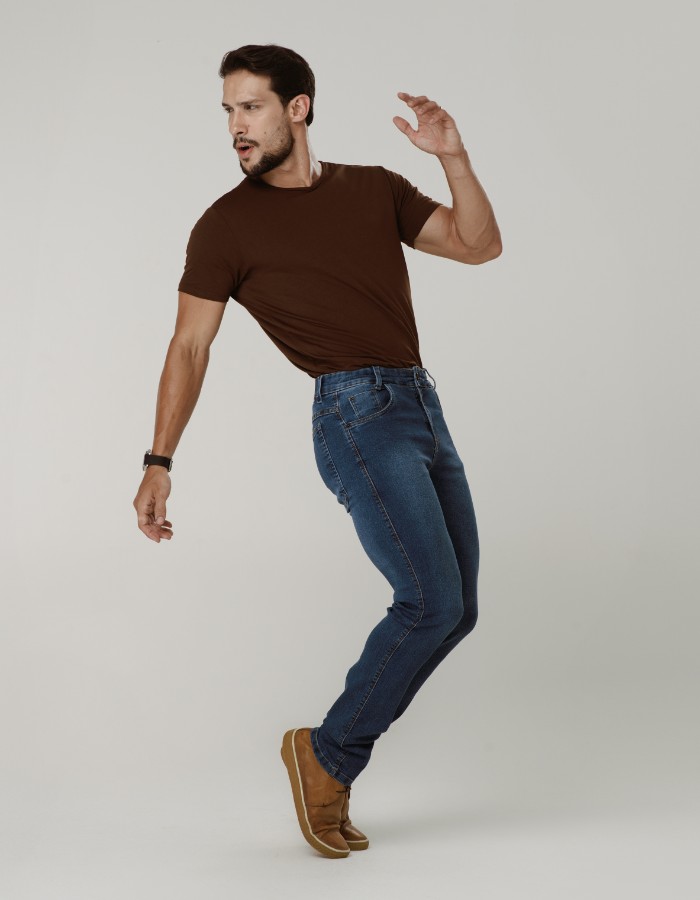 CALÇA CLÁSSICA JEANS DEST. PIST. L. MEL CLARO