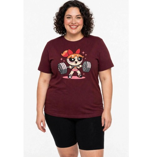 Camiseta oversize suede super poderosa florzinha 