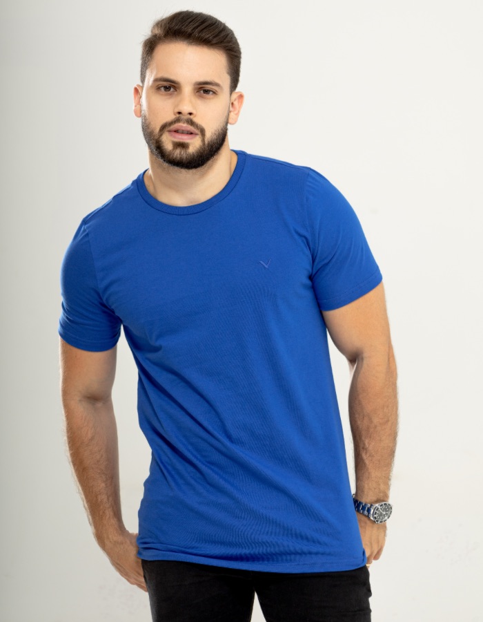 CAMISA AZUL ROYAL 100% ALGODÃO