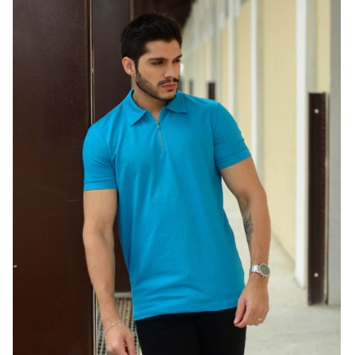 Camisa gola polo zíper tratorizado 