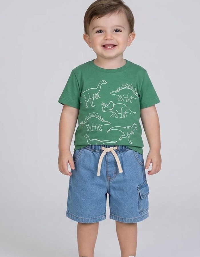 CONJUNTO ESTAMPADO COM SHORT JEANS CORES VARIADAS 