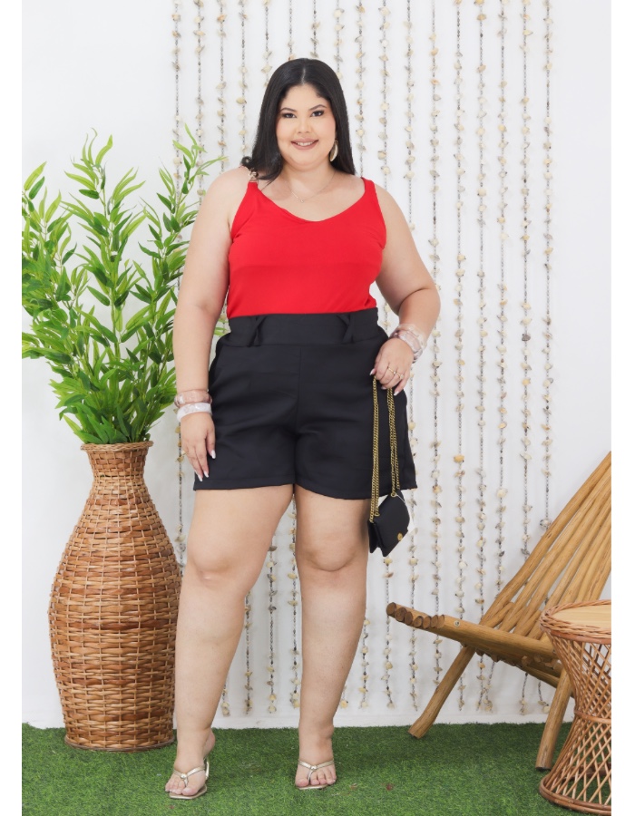 Blusa alça metal malha suede