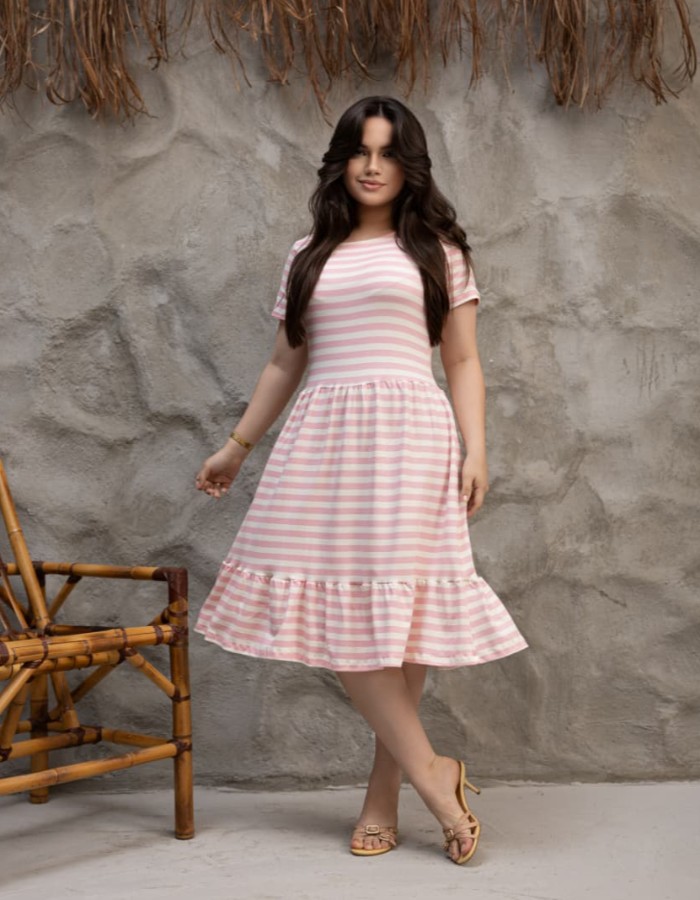 VESTIDO LISTRADO BABADO