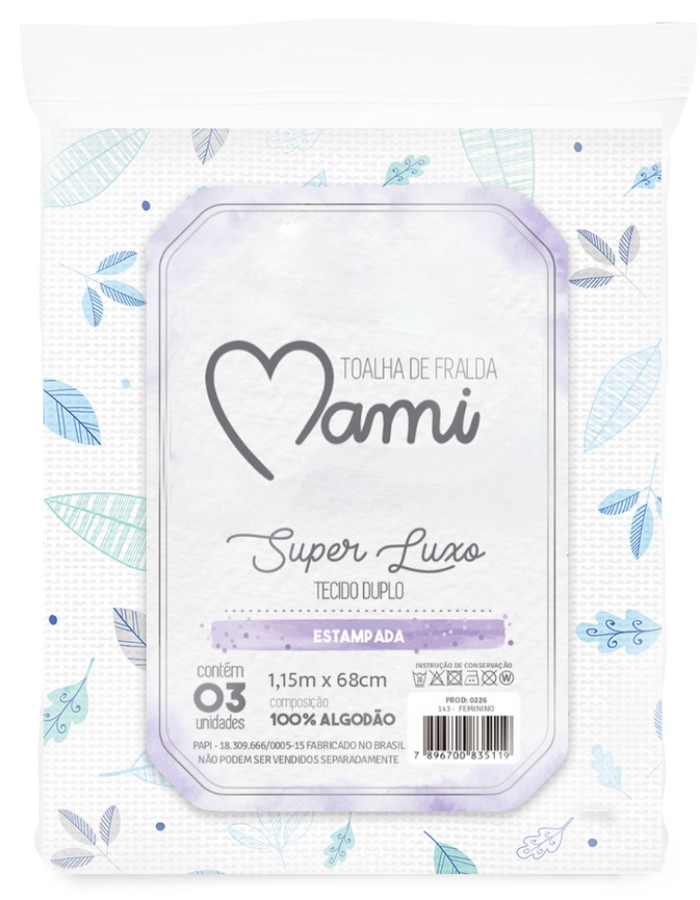 TOALHA FRALDA SUPER LUXO MAMI ESTAMPADA