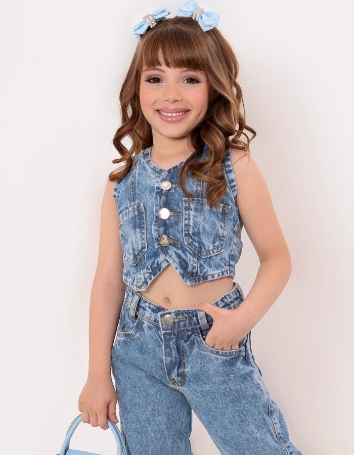 CROPPED JEANS INFANTIL DESGRADEADO